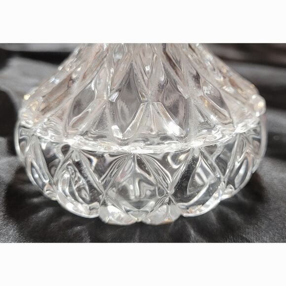 Vtg 1996 Clear Cut Glass Trinket Jar Jewelry Candy Keepsake Teardrop Shape Lid - Picture 4 of 11